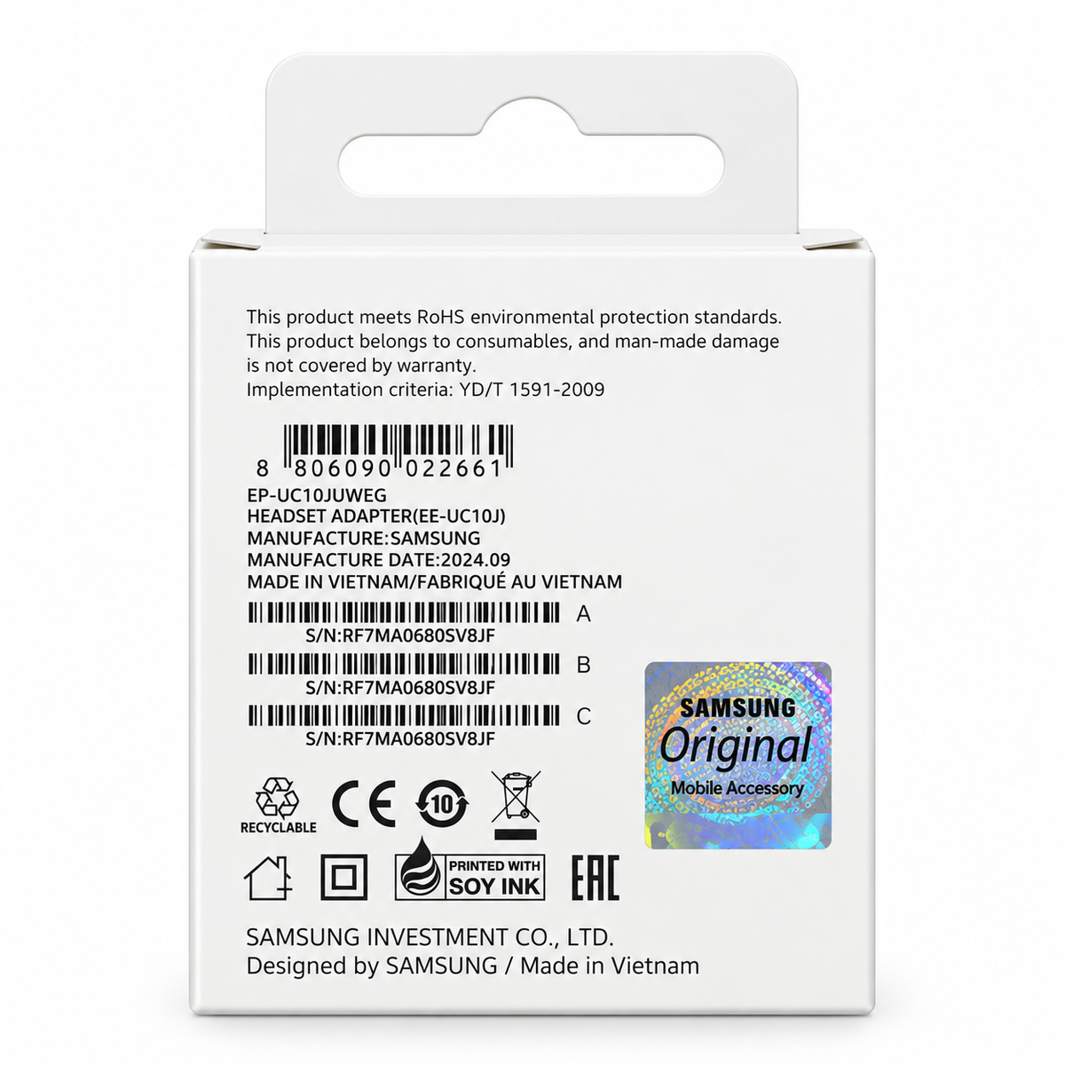 Originele Samsung USB-C naar 3,5 mm Jack Adapter – Wit