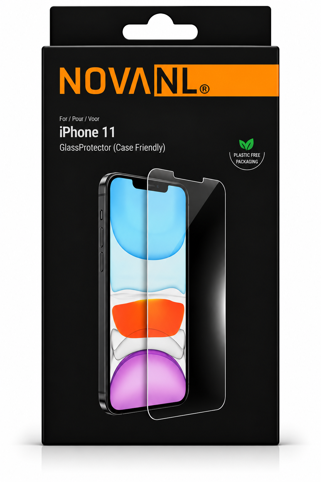 NOVANL GlassProtector-verpakking met modelvermelding iPhone 11