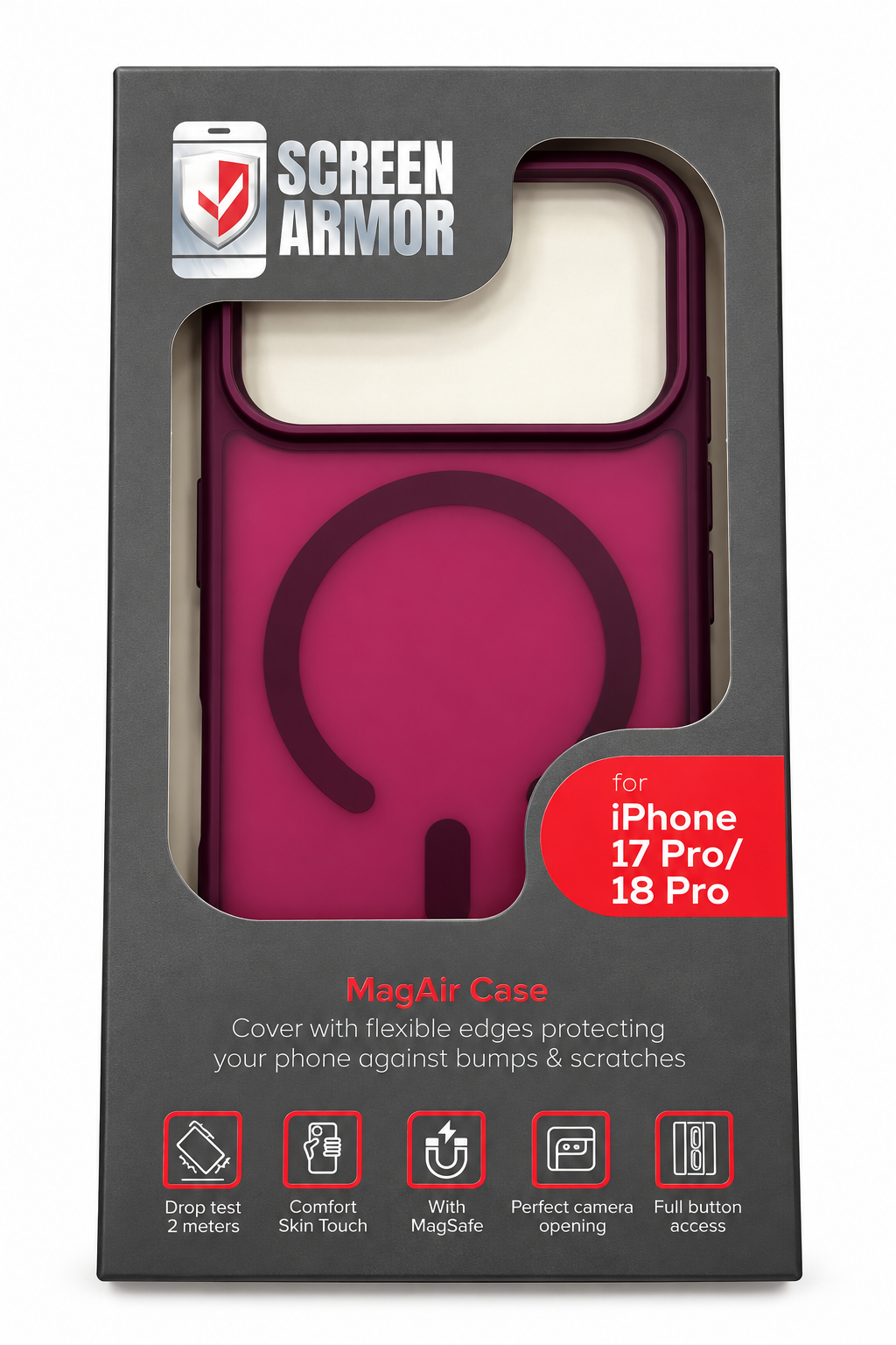Screen Armor MagAir-verpakking voor iPhone 17 Pro / 18 Pro, paars