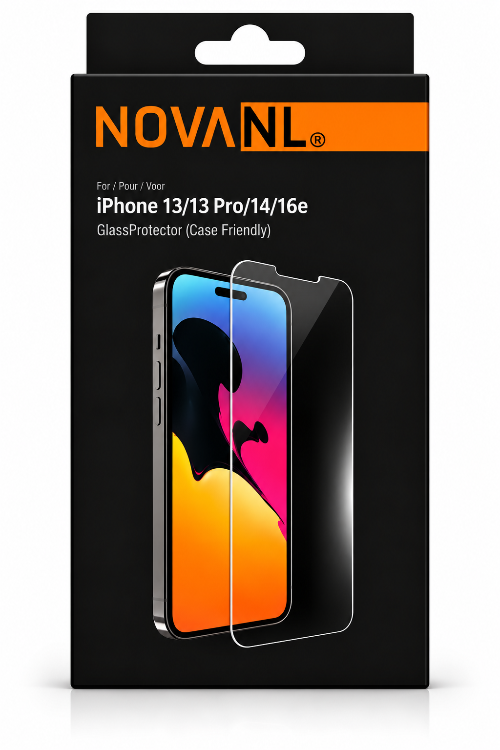 NOVANL Tempered Glass Screenprotector – iPhone 13 / 14 / 13 Pro / 16e – Case Friendly