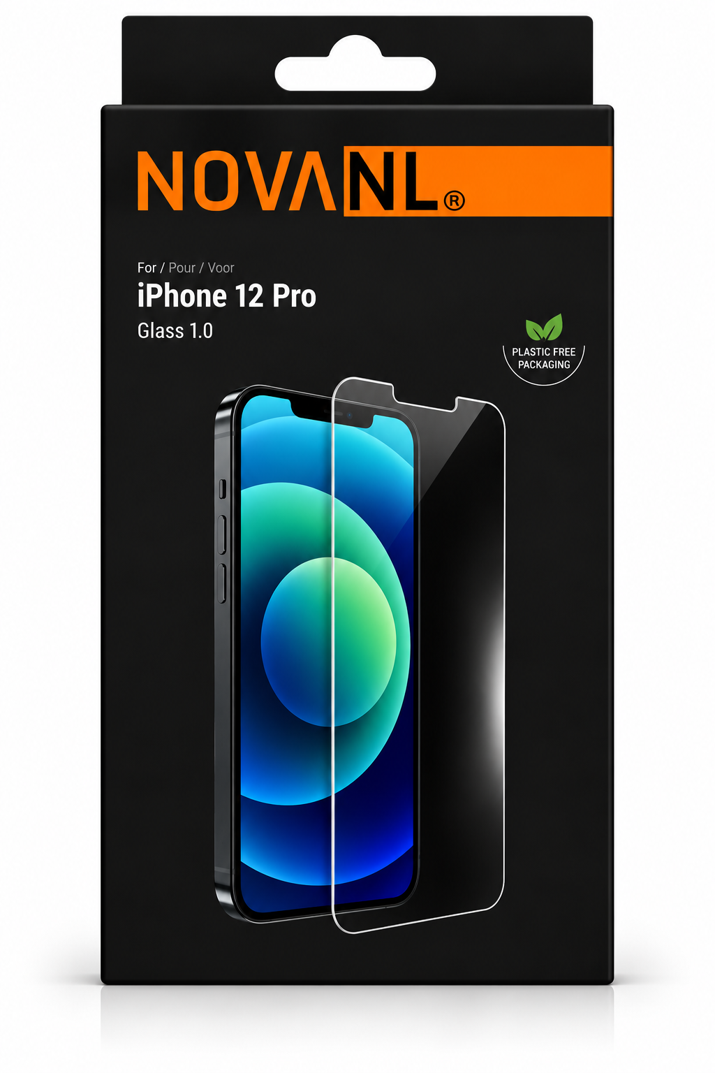 NOVANL GlassProtector-verpakking met modelvermelding iPhone 12 Pro