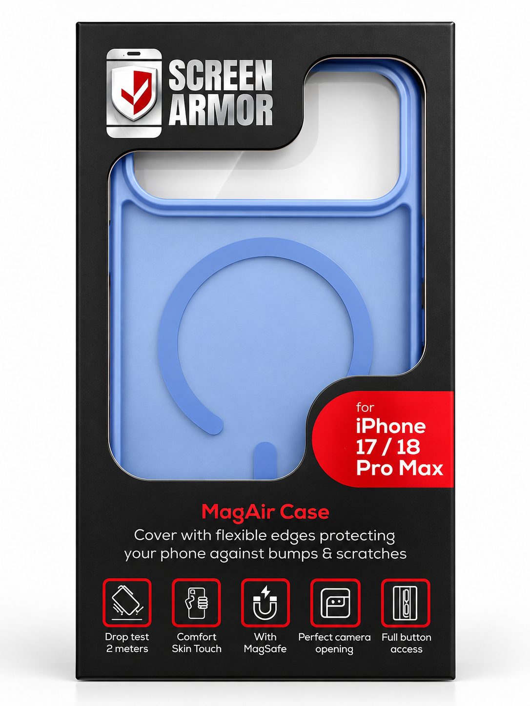Screen Armor MagAir-verpakking voor iPhone 17 Pro Max / 18 Pro Max, blauw