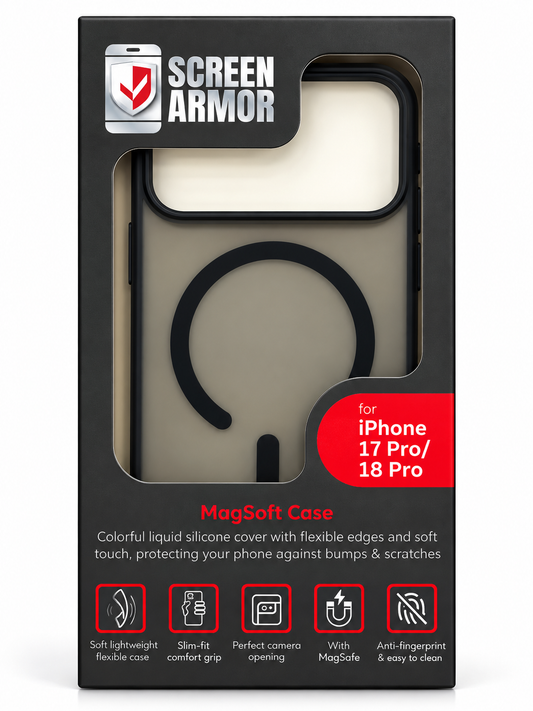 Screen Armor MagAir Case – MagSafe Hoesje voor iPhone 17 / 18 Pro  – Zwart Transparant